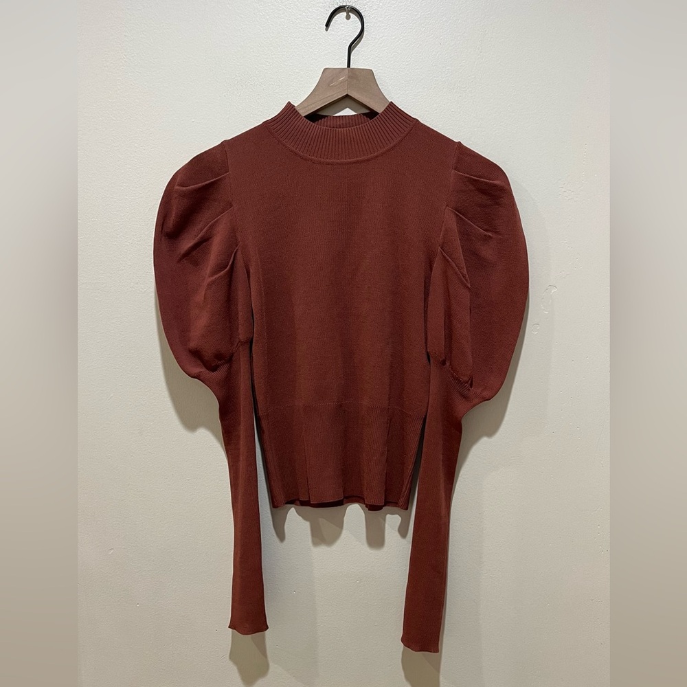 Bohme Puffy Long Sleeve Copper Brown Sweater Shirt - Women’s Size Small
